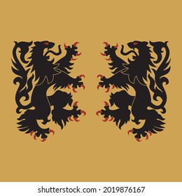 Heraldic lion logo which means a triumph