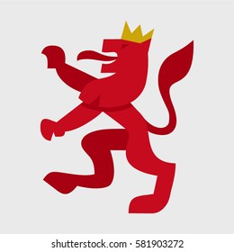 Heraldic lion in a modern flat style vector illustration on white background