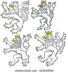 Heraldic Lion on white background, 3D illustration