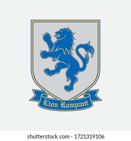 Heraldic Lion Rampant Shield. The Term 'lion Rampant' Actually Refers To The Positioning Or Attitude Of The Lion. 