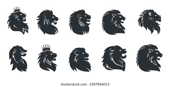 Heraldic lion royal with mane set