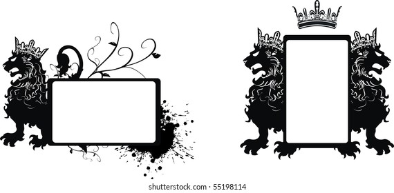 heraldic lion set with copyspace in vector format