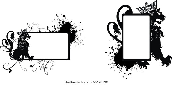 heraldic lion set with copyspace in vector format
