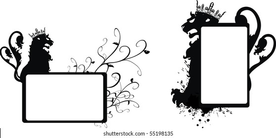heraldic lion set with copyspace in vector format