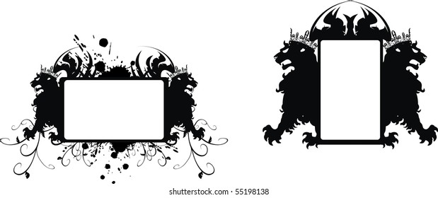 heraldic lion set with copyspace in vector format