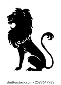 Heraldic lion silhouette. Black lion in flat style. Heraldic icon, symbol and design element isolated on white background. Vector illustration