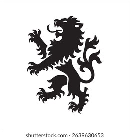 Heraldic Lion Silhouette Icon – Standing Roaring Lion Vector Emblem