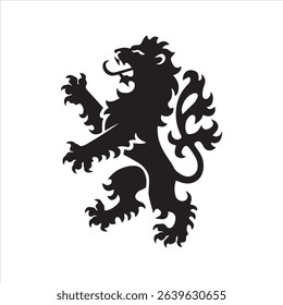 Heraldic Lion Silhouette Icon – Standing Roaring Lion Vector Emblem