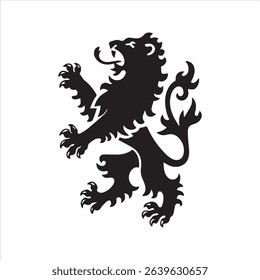 Heraldic Lion Silhouette Icon – Standing Roaring Lion Vector Emblem