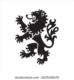 Heraldic Lion Silhouette Icon – Standing Roaring Lion Vector Emblem