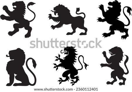 Heraldic Lion Silhouette Vector Graphic Pack