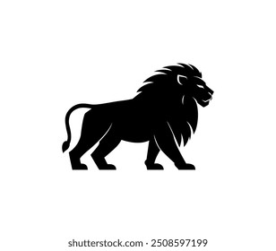 Heraldic lion silhouette vector template logo