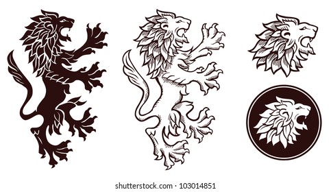 Heraldic lion silhouettes 2