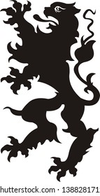 Heraldic lion tattoo. Black / white silhouette