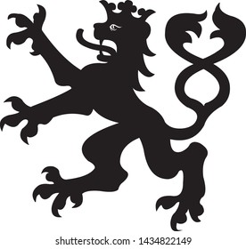 Heraldic Lion Tattoo Black White Silhouette Stock Vector (Royalty Free ...