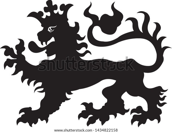 Heraldic Lion Tattoo Black White Silhouette Stock Vector (Royalty Free ...