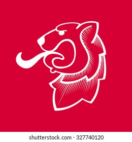 Heraldic lion. Vector flat vintage design template elements for your application or corporate identity.