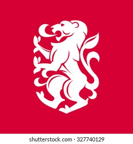 Heraldic lion. Vector flat vintage design template elements for your application or corporate identity.