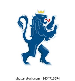 Heraldic lion. Vector illustration of a Royal lion standing on its hind legs.