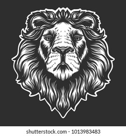 Heraldic Lion's Head isolated on white background.Vector illustration.