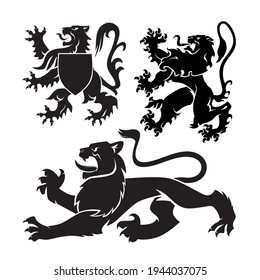 Heraldic Lions set vector illustration