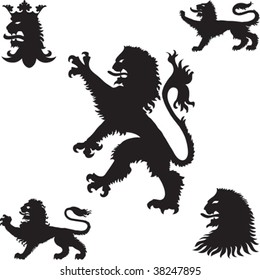 Heraldic lions silhouettes