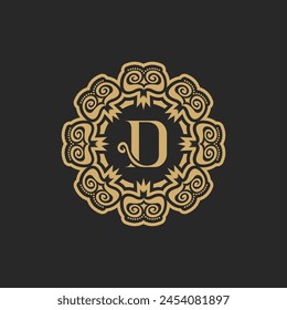 Heraldic Luxury D Letter Crest Gold Logo template