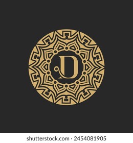 Heraldic Luxury D Letter Crest Gold Logo template