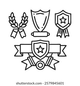  Heraldic Medals and Emblems with Ribbons Vector Collection