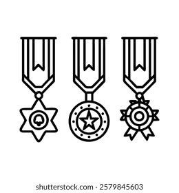  Heraldic Medals and Emblems with Ribbons Vector Collection