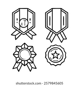  Heraldic Medals and Emblems with Ribbons Vector Collection