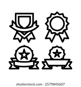  Heraldic Medals and Emblems with Ribbons Vector Collection