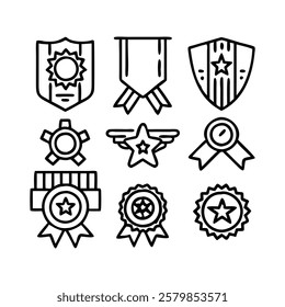 Heraldic Medals and Emblems with Ribbons Vector Collection