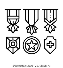 Heraldic Medals and Emblems with Ribbons Vector Collection