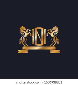 Heraldic Medieval Coat of Arm Crest Emblem Horse Logo Template Vector