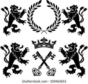 heraldic monsters. stencils. second variant. vector illustration