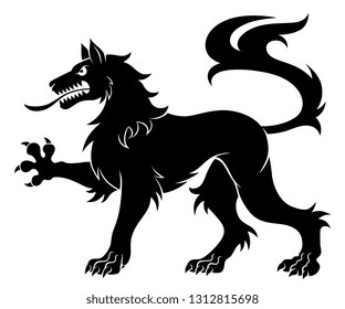Heraldic passant wolf