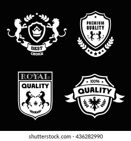 Heraldic premium quality emblems set with royal traditions symbols vector