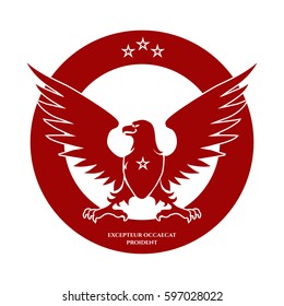 Heraldic red eagle and stars logo design, vector illustration