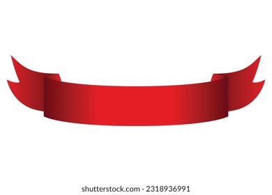 Heraldic red ribbon banner. Flag, decorative element, label or streamer. Vector illustration isolated on white background