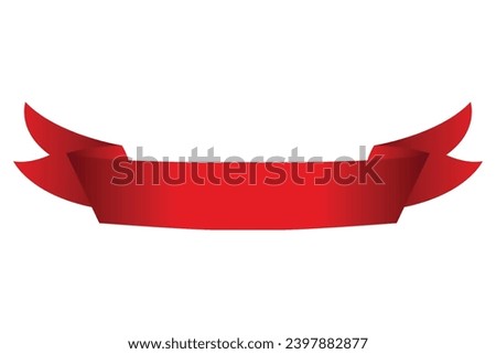 Heraldic red ribbon banner. Flag, decorative element, label or streamer. Vector illustration isolated on white background