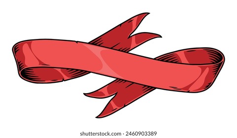 Heraldic ribbon vintage sticker red with elegant tape with space for title for award certificate design vector illustration