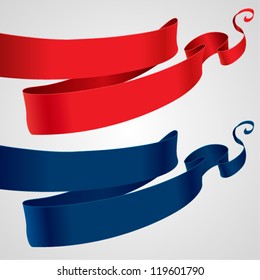 Heraldic ribbons set red and  blue