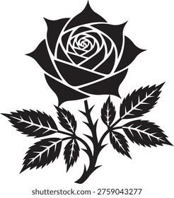 Heraldic Rose Stencil Vector Emblem