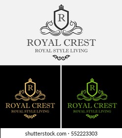 Heraldic Royal Crest Logos Stock Vector (Royalty Free) 552223303 ...