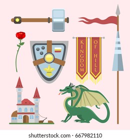 Heraldic royal crest medieval knight elements vintage king symbol heraldry castle badge vector illustration