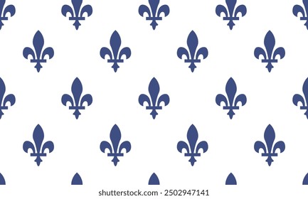 Heraldic Royal Lily Seamless pattern on white background