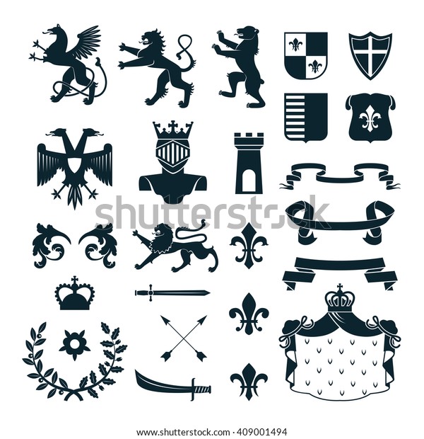 Heraldic Royal Symbols Emblems Design Family Stock Vector (Royalty Free ...