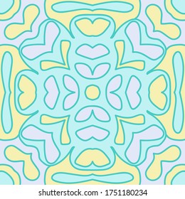 Heraldic seamless floral ornamental tile pattern. Stylized old ornament with lines outline. Floral motifs oriental seamless pattern. Linen print. Creative background.