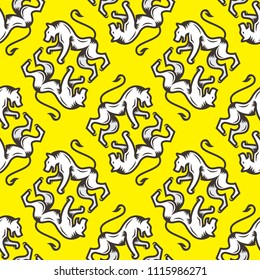 Heraldic seamless pattern, heraldry in the form of lions